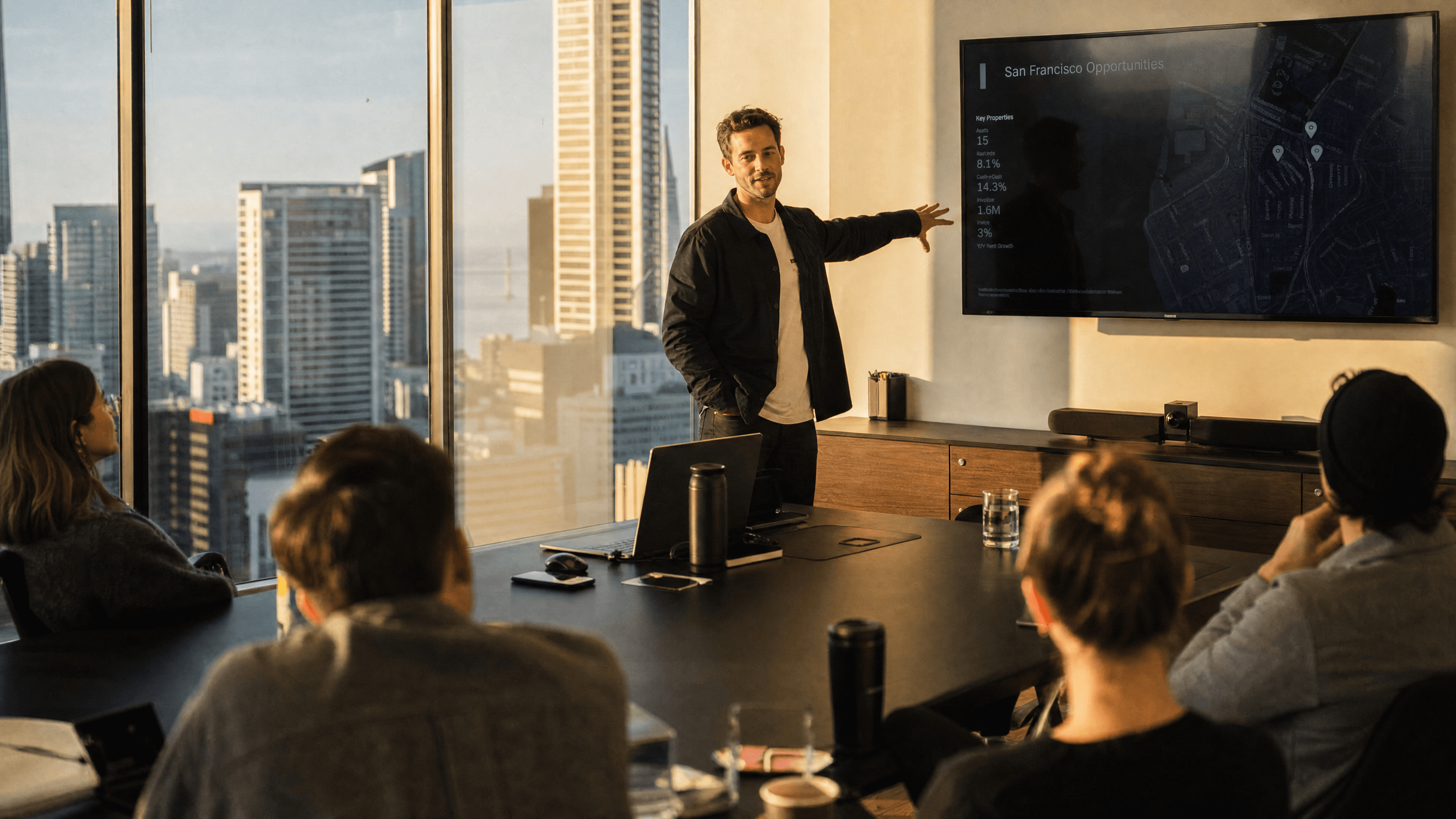 Founder presenting to her team